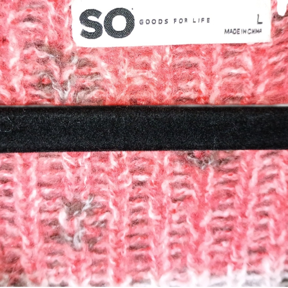 SO Goods For Life Womens Brown Pink Floral Marl Knit V-Neck Sweater Large - Picture 5 of 9